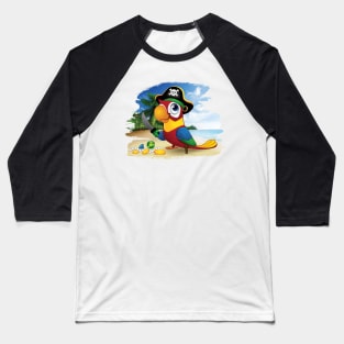 Pirate Parrot with Treasure and Sword Baseball T-Shirt